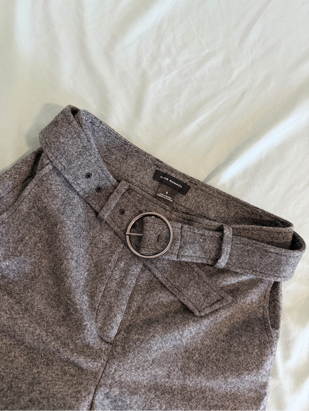 Club Monaco Belted High-Waist Trousers in Heather Gray